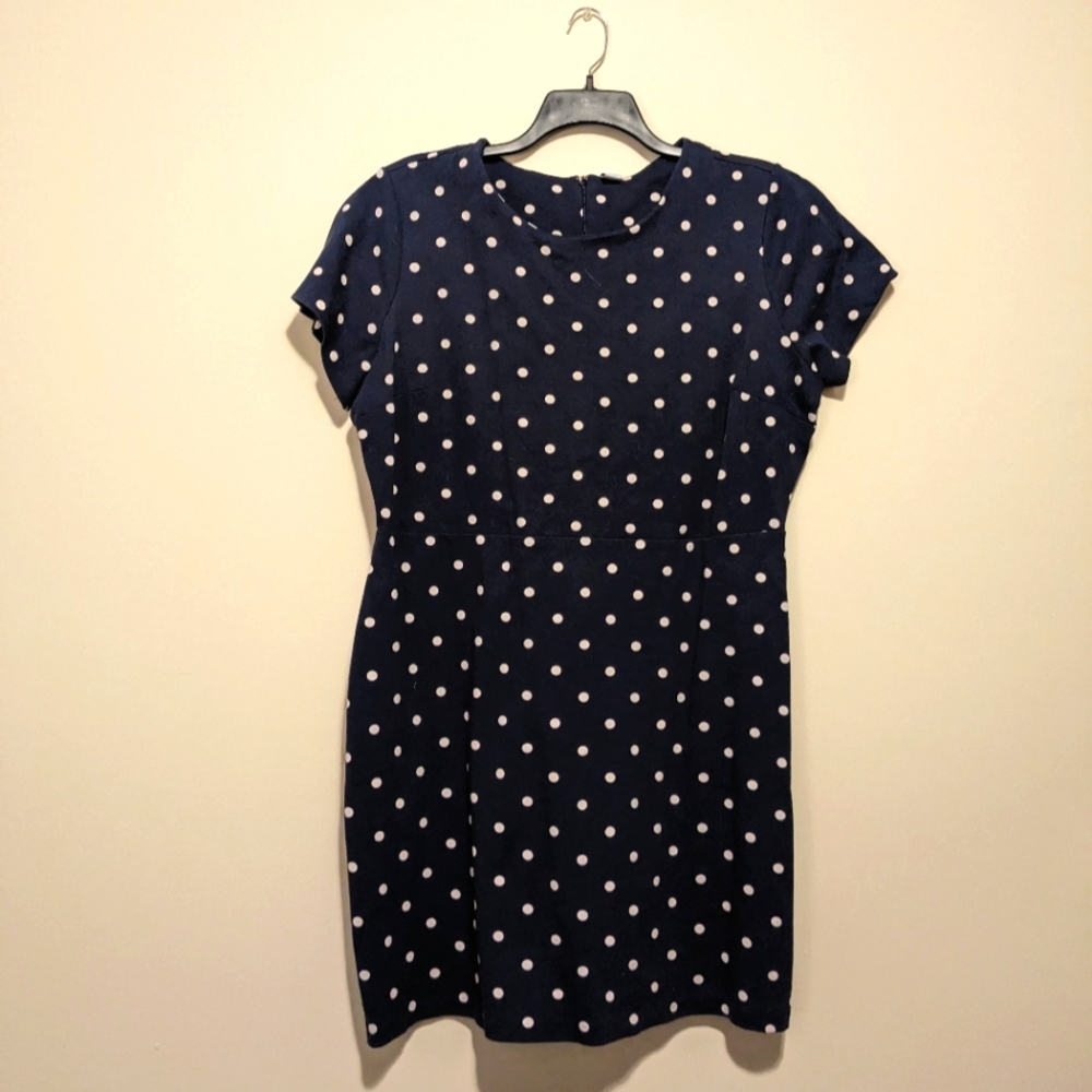 Womens Size XXL Old Navy Blue Polkda Dot Sheath Dress